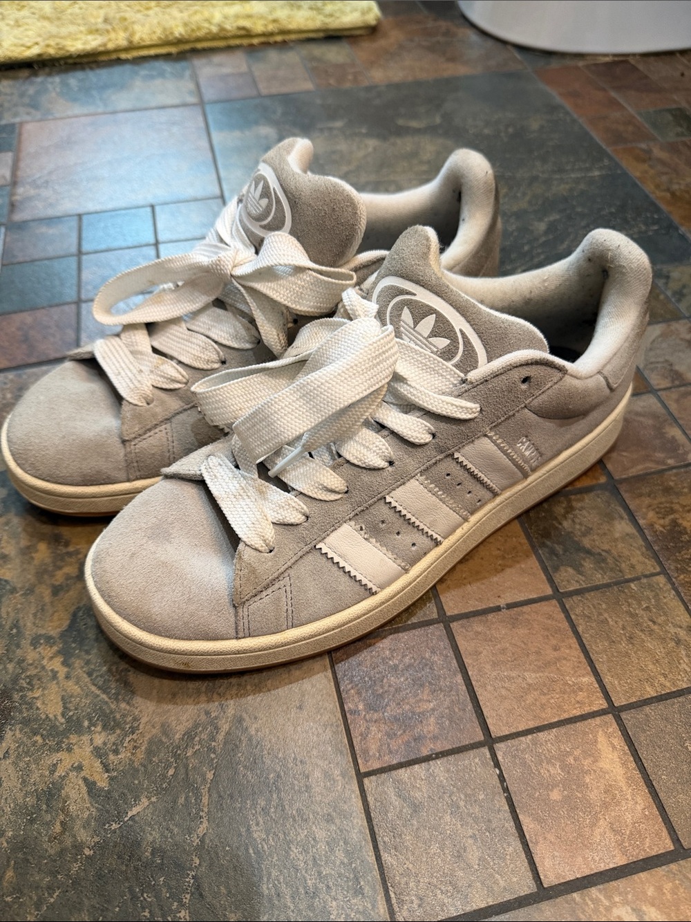 adidas Suede Campus Sneakers in Light Gray and White